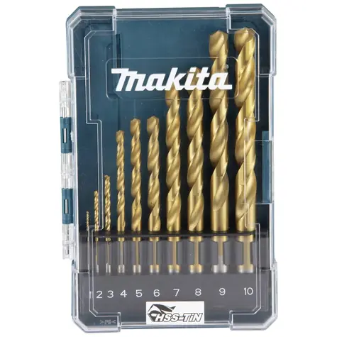 Makita D-72849 Sada vrtáků do kovu HSS-TiN 1-10 / válcová stopka