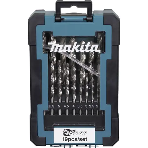 Makita D-78352 Sada vrtáků do kovu HSS-GS 1-10 / válcová stopka / 19 ks