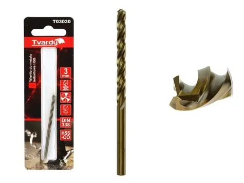 TVARDY HSS M35 3 mm vrták z kobaltového kovu 