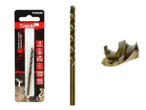 TVARDY HSS M35 4 mm vrták z kobaltového kovu 