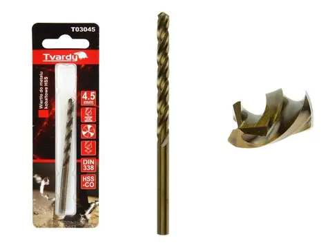 TVARDY HSS M35 4.5 mm vrták z kobaltového kovu 