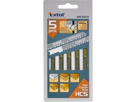 EXTOL-PREMIUM Plátky do přímočaré pily 5ks 75x2.5mm / úchyt UNIVERSAL / HCS