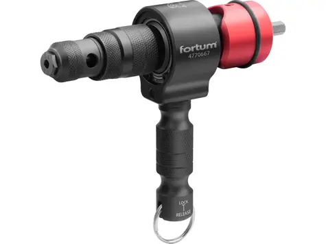 FORTUM Nástavec nýtovací na vrtačku T-COMBO / sada pro matice M3-M12 i trh / nýty 2.4-6.4mm / CrMoV 