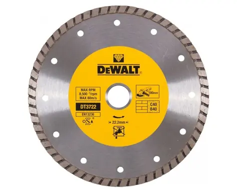 DeWalt DT3722-QZ / Diamantový kotouč Turbo / Průměr 180 x 22.2 mm / Šířka 2.4 mm