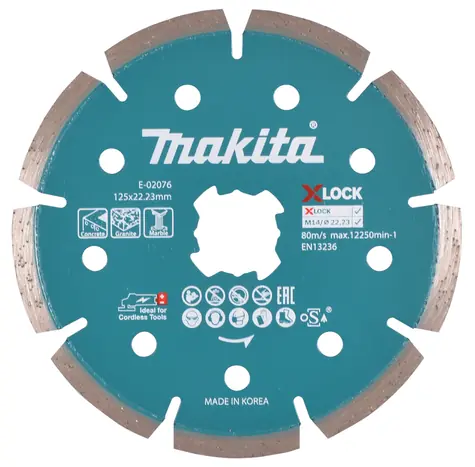 Makita E-02076 Diamantový kotouč na beton X-Lock 125x1.6x22.23mm / Výška segmentu: 7mm