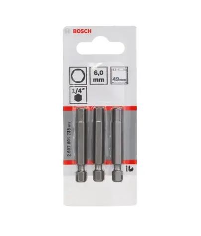 BOSCH 2607001735 / Sada šroubovacích bitů  HEX 6. 49 mm (3 ks) / Extra odolné