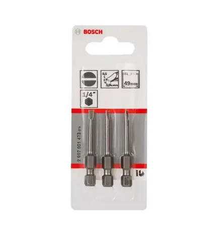 BOSCH 2607001473 / Sada šroubovacích bitů Extra Hard S0.5x3 49 mm (3 ks) / Extra odolné