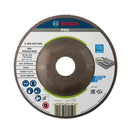 BOSCH 2608602488 / Brusný kotouč na nerezovou ocel / 125x22.23 mm