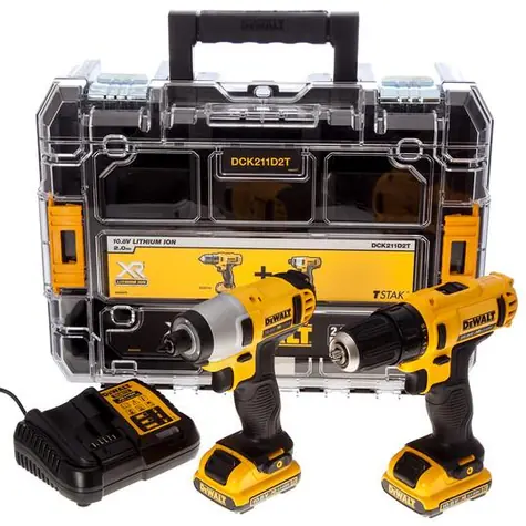 DeWalt DCK211D2T / Aku vrtačka šroubovák a rázový šroubovák / 10.8 V XR Li-Ion / 2x 2.0Ah / kufr