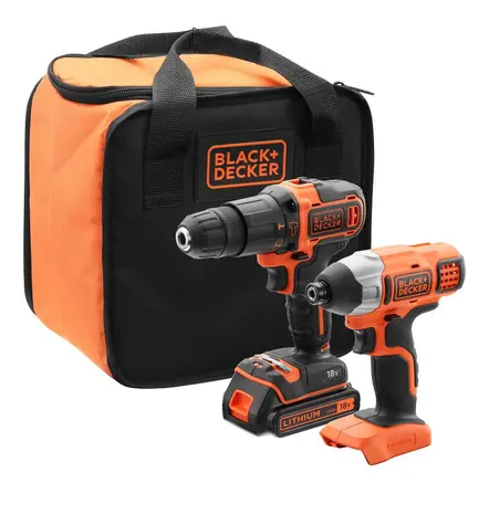 Black&Decker BCK21S1S-QW / Aku vrtačka + rázový utahovák / 18 V / 1x 1.5 Ah