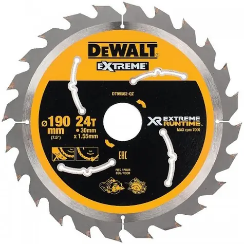 DeWalt DT99562 / Pilový kotouč pro kotoučové pily / Průměr 190x30 mm / Šířka řezu 1.55 mm / Počet zubů 24