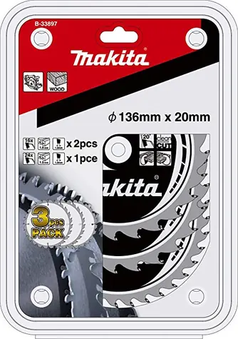 Makita B-33897 / Pilový kotouč na dřevo / Průměr 136x20 mm / 3 ks