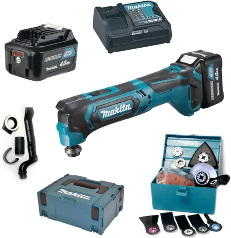 Makita TM30DSMJX5 / Aku Multifunkční nástroj s příslušenstvím (41 ks) / 10.8V / 2x4.0Ah / 20.000 kmitů-min / Oscilace 3.