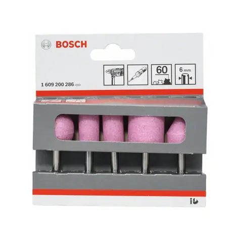BOSCH 1609200286 / Sada brusných tělísek / Upínací stopka 6 mm / Zrnitost 15-60 / 5 ks