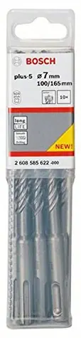 BOSCH 2608585622 / Sada příklepových vrtáků SDS-plus-5 / Rozměry 7 x 100 x 165 mm / 2 břity / 10 ks