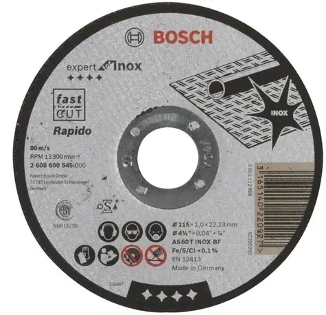 BOSCH 2608600545 / Řezací kotouč na nerezovou ocel / Průměr 115 x 22.23 mm / Šířka řezu 1 mm