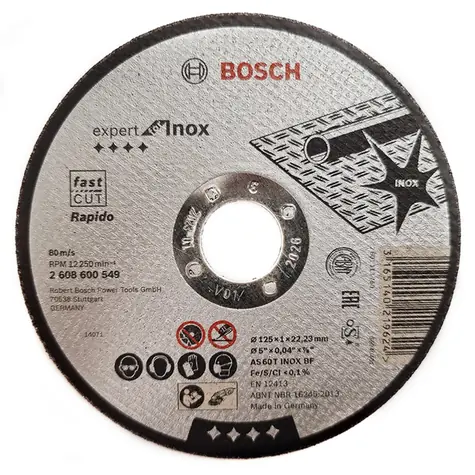 BOSCH 2608600549 / Řezací kotouč na nerezovou ocel / Průměr 125 x 22.23 mm / Šířka řezu 1 mm