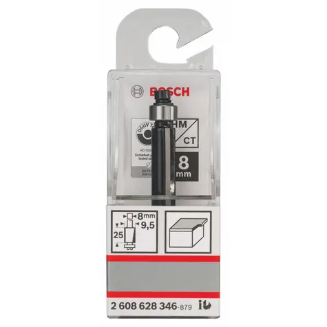 BOSCH 2608628346 / Zarovnávací fréza na dřevo / Průměr 9.5 mm / Pracovní délka 25.4 mm / Stopka 8 mm