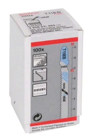 BOSCH 2608631965 / Sada pilových listů na kovy / HSS / Upínání T / Délka čepele 92 mm / Rozteč 2.3 mm / 100 ks