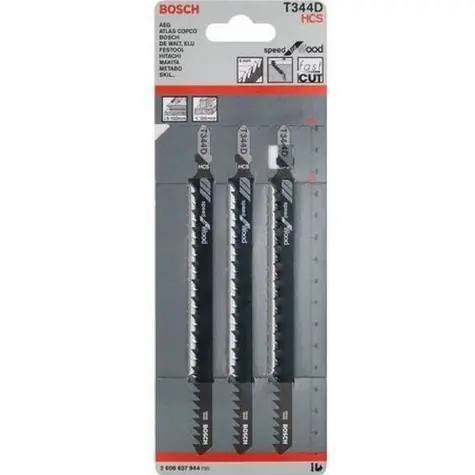 BOSCH 2608637944 / Sada pilových listů na měkké dřevo / HCS / Upínání T / Délka čepele 152 mm / Rozteč 4 mm / 3 ks
