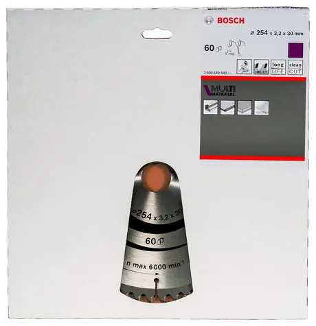 BOSCH 2608640449 / Víceúčelový pilový kotouč / Průměr 254x30 mm / Šířka řezu 3.2 mm / Počet zubů 60