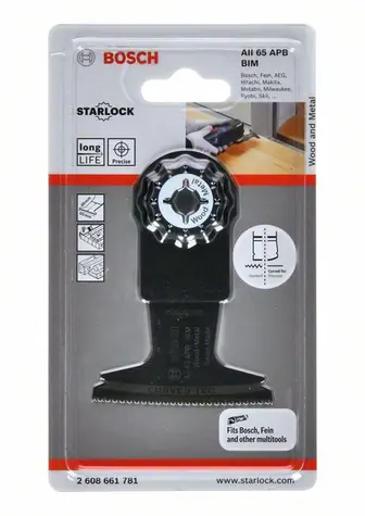 BOSCH 2608661781 / Ponorný pilový list na dřevo a kov / BiM / Šířka 65 mm / Hloubka 40 mm / Rozteč zubů 1.3 mm