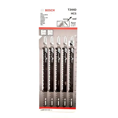 BOSCH 2608633A34 / Sada pilových listů na dřevo / HCS / Upínání T / Délka čepele 152 mm / Rozteč 4 mm / 5 ks