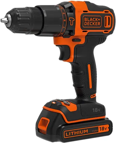 Black&Decker BDCHD18KB / Aku Příklepová vrtačka / 18V / 2x1.5Ah / 1400 ot-min / 21000 příklepů-min / 40 Nm