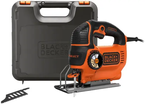Black&Decker KS801SEK / Přímočará pila s kufrem / 550W / Zdvih 19 mm / až 1500-3000 zdvihů-min / Hloubka řezu 80 mm