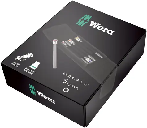WERA 8740 A HF 1 / sada nástavců Zyklop pro šrouby s vnitřním šestihranem / s přidržovací funkcí / 1|4