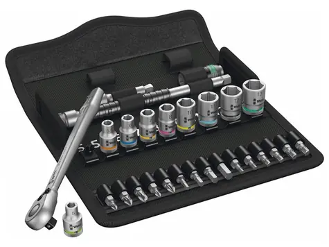WERA 8100 SA 7 / Ráčnová sada Zyklop Metal s průchozím čtyřhranem / upínací část 1|4