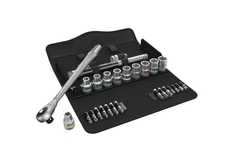 WERA 8100 SC 7 / Ráčnová sada Zyklop Metal s průchozím čtyřhranem / upínací část 1|2