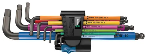 WERA 950|9 Hex-Plus Multicolour HF 1 / Sada zástrčných klíčů / metrická / BlackLaser / s přidržovací funkcí