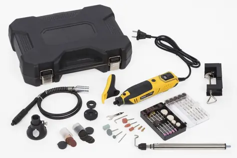 PowerPlus POWX1341 / Přímá bruska s příslušenstvím / 200W / 40.000 ot-min / Průměr kleštiny 3.2 mm