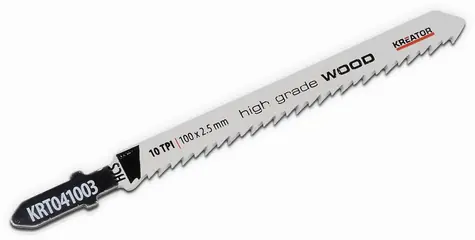 KREATOR KRT041003 / Pilový plátek na měkké dřevo / HCS / Upínání T / Délka čepele 100 mm / Rozteč 2.5 mm / 10 TPI / 2 ks