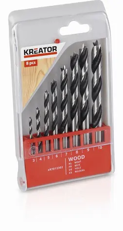 KREATOR KRT012302 / Sada vrtáků do dřeva / Průměr 3-10 mm / 8 ks