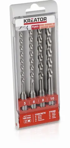 KREATOR KRT012602 / Sada vrtáků SDS-plus / Průměr 5-10 mm / Délka 160 mm / 4 ks