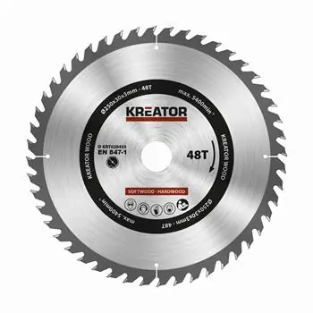 KREATOR KRT020425 / Pilový kotouč na dřevo / Průměr 250 x 30 mm / Šířka řezu 3.0 mm / Počet zubů 48