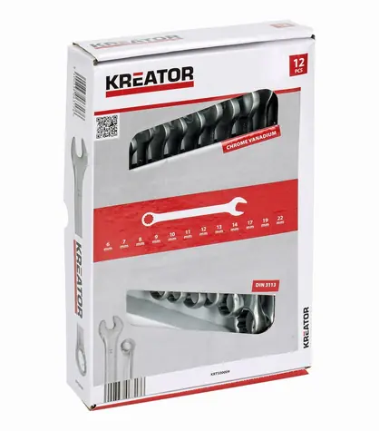 KREATOR KRT500009 / Sada očkoplochých klíčů / 8-22mm / 12 ks 
