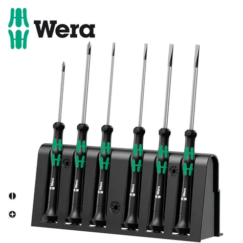WERA 2035|6 A / Sada šroubováků k použití v elektronice + stojánek
