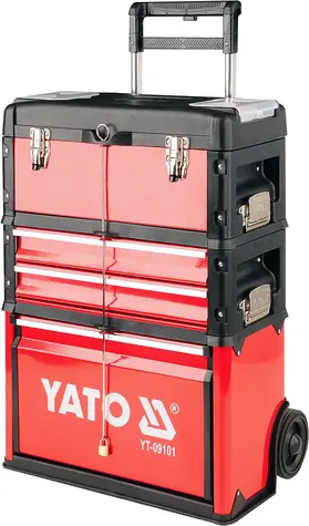 YATO YT-09101 černo-červená / Vozík na nářadí / 3 sekce / 2 zásuvky 