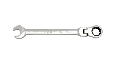 YATO Očkoplochý ráčnový klíč s kloubem / 19 mm / Délka 245 mm / 72 zubů / CrV