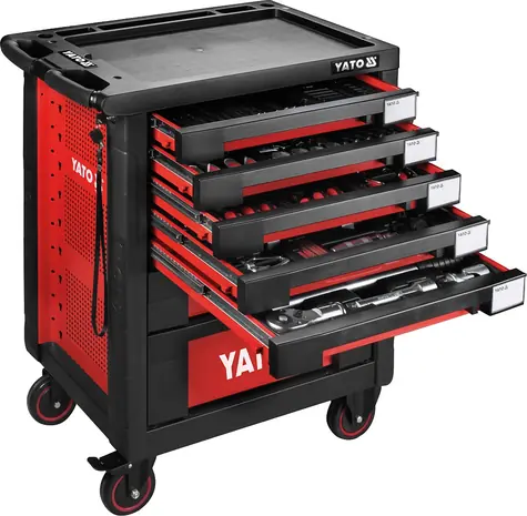 YATO Skříňka dílenská pojízdná s nářadím (165ks) 7 zásuvek / Rozměry 958 x 766 x 465 mm / doprodej