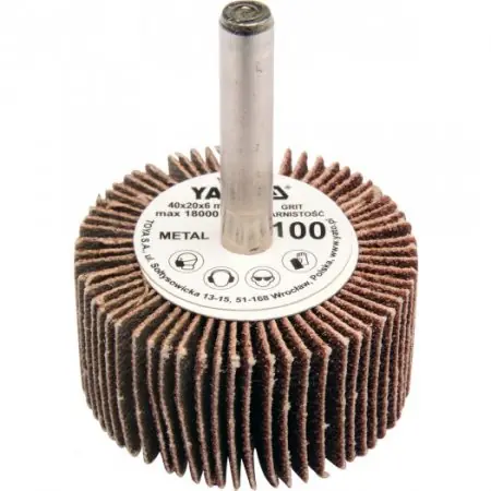 YATO Brusný lamelový kotouč / Radiální 40x20 mm / Průměr stopky 6 mm / Zrnitost 80