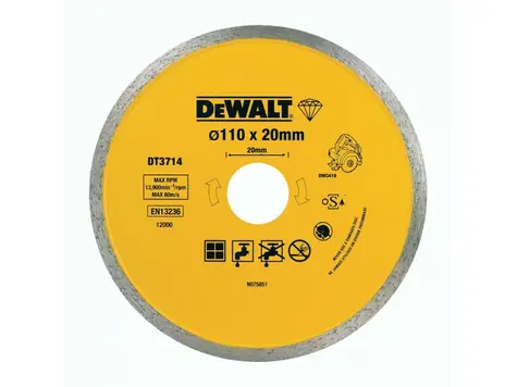 DeWalt DT3714 / Diamontový kotouč pro řezačku obkladů / Průměr 110x20 mm / Šířka řezu 1.6 mm