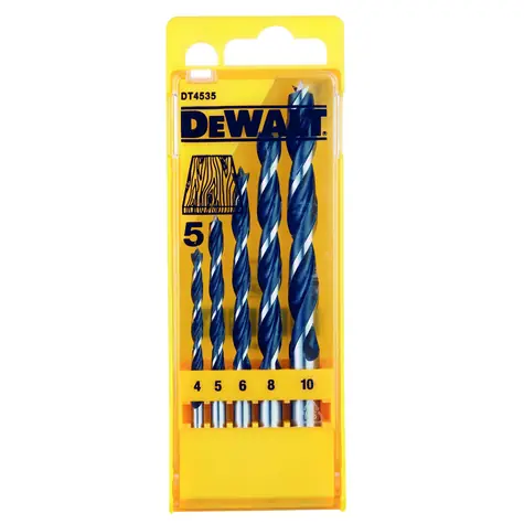 DeWalt Sada vrtáků do dřeva se středicím hrotem / Průměr 4-10 mm / CrV / 5ks