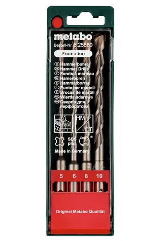 Metabo Sada Vrtáků do zdiva a kamene SDS-plus / Průměr 5-10 mm / Délka 160 mm / 4 ks