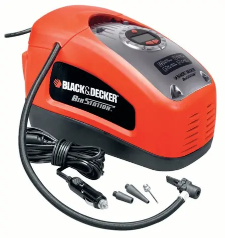 Black&Decker ASI300 / Mobilní kompresor / DC12V |220-230 V / Max. tlak 11 bar / Průtok vzduchu 9.5 l-min / 1.8 m
