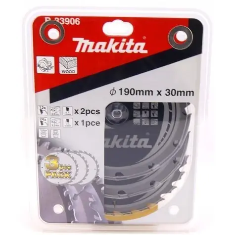 Makita B-33906 / Sada pilových kotoučů na dřevo / Průměr 190x 30 mm / 3 ks