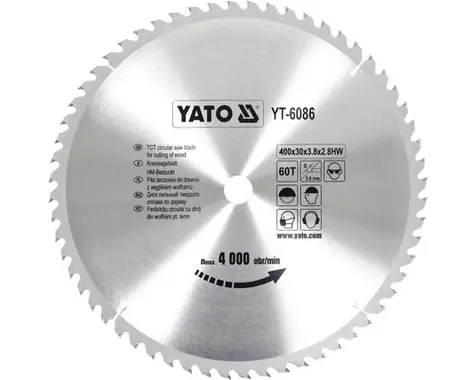 YATO YT-6086 / Pilový kotouč na dřevo / Průměr 400x30 mm / Šířka řezu 3.8 mm / Počet zubů 60